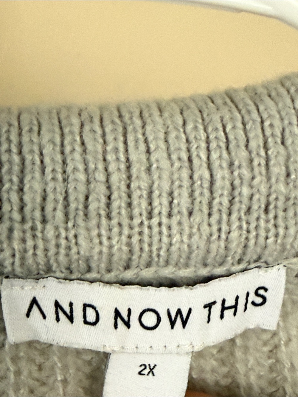 Light Gray Ribbed Open-Collar Sweater - Picture 3 of 5